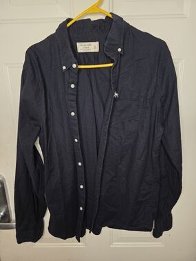 Abercrombie & Fitch Men's Black Casual Button-Down Shirt Size L